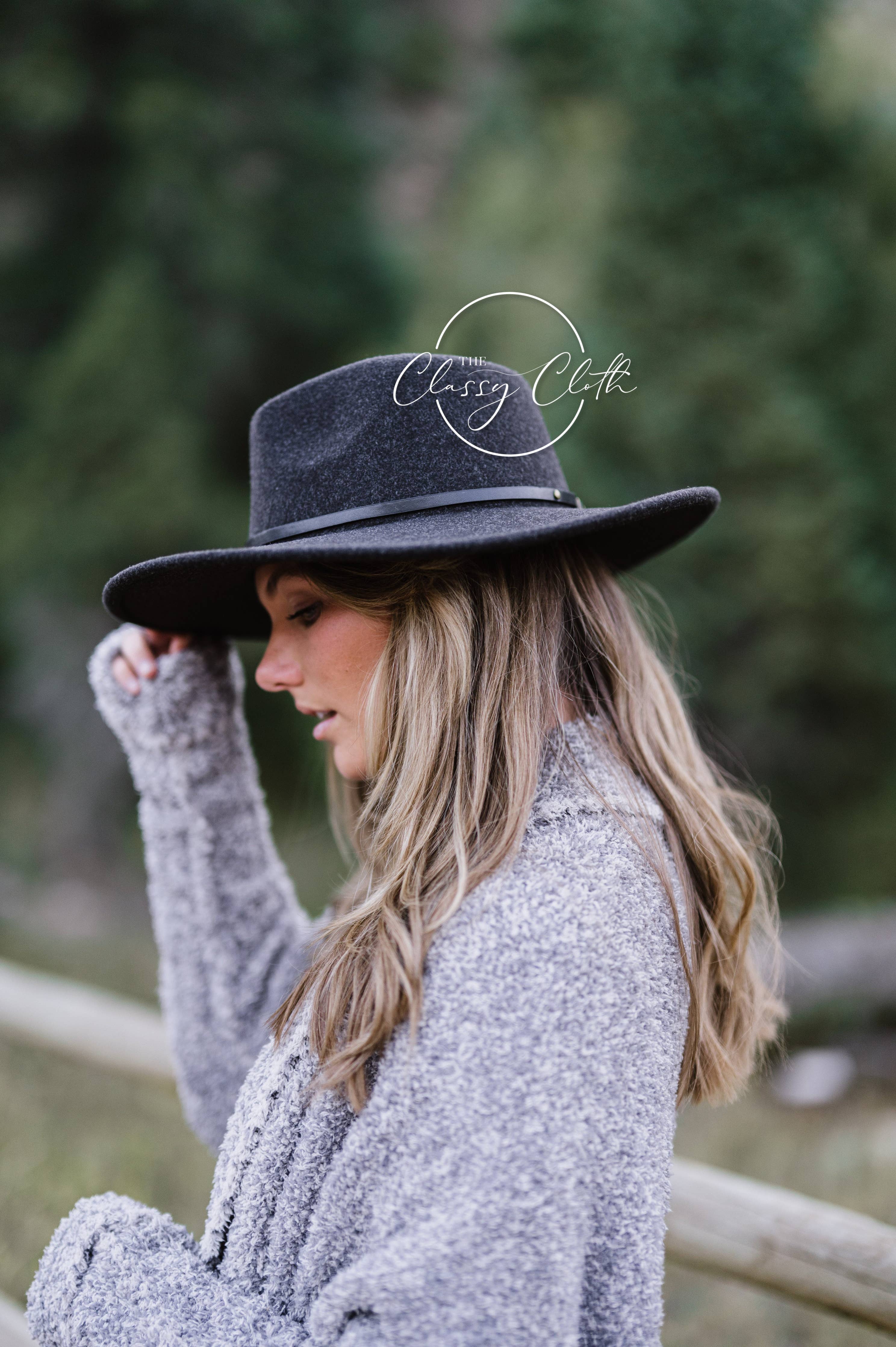 Black Wool Blend Wide Brim Western Hat
