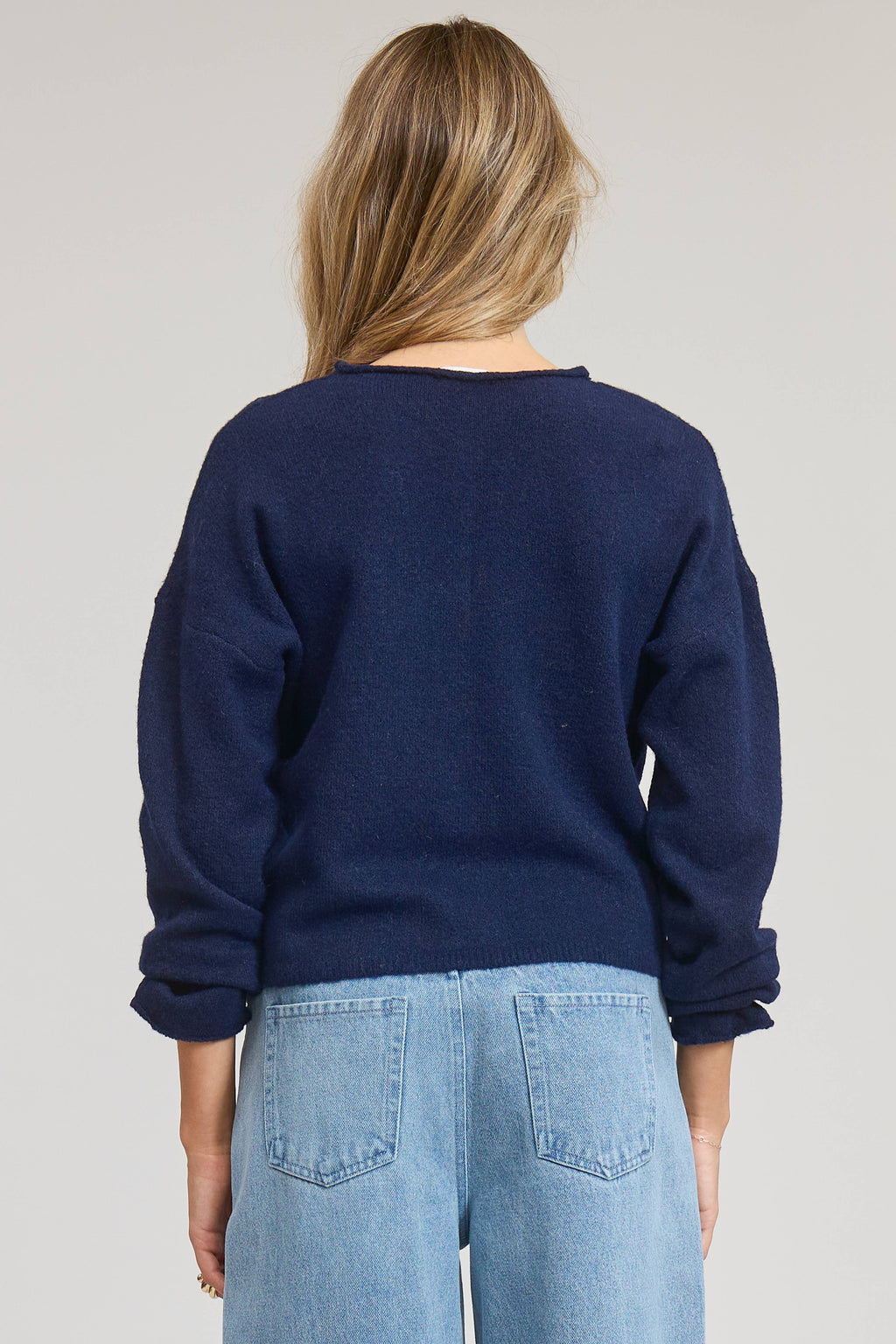 Navy Essential Button Down Cardigan