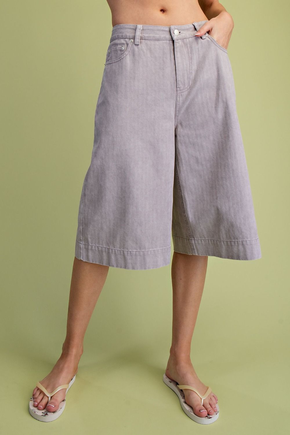 Mushroom Washed Twill Bermuda Shorts