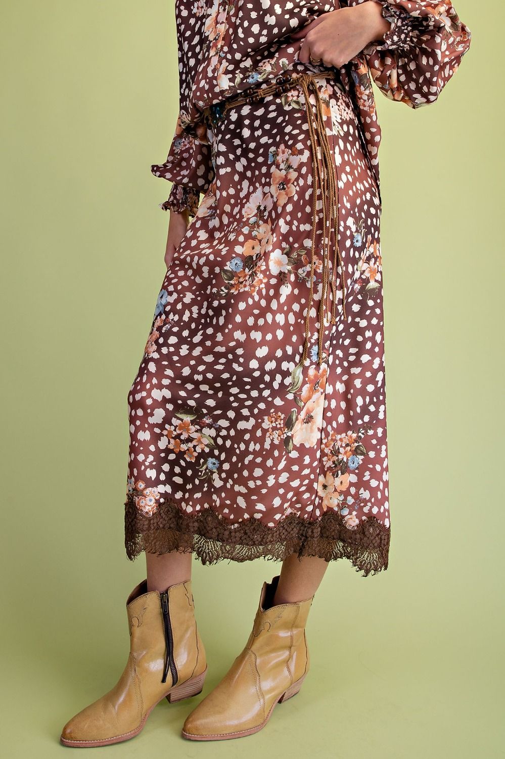 Animal Print Satin Skirt