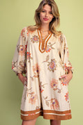 Khaki Floral Suede Dress