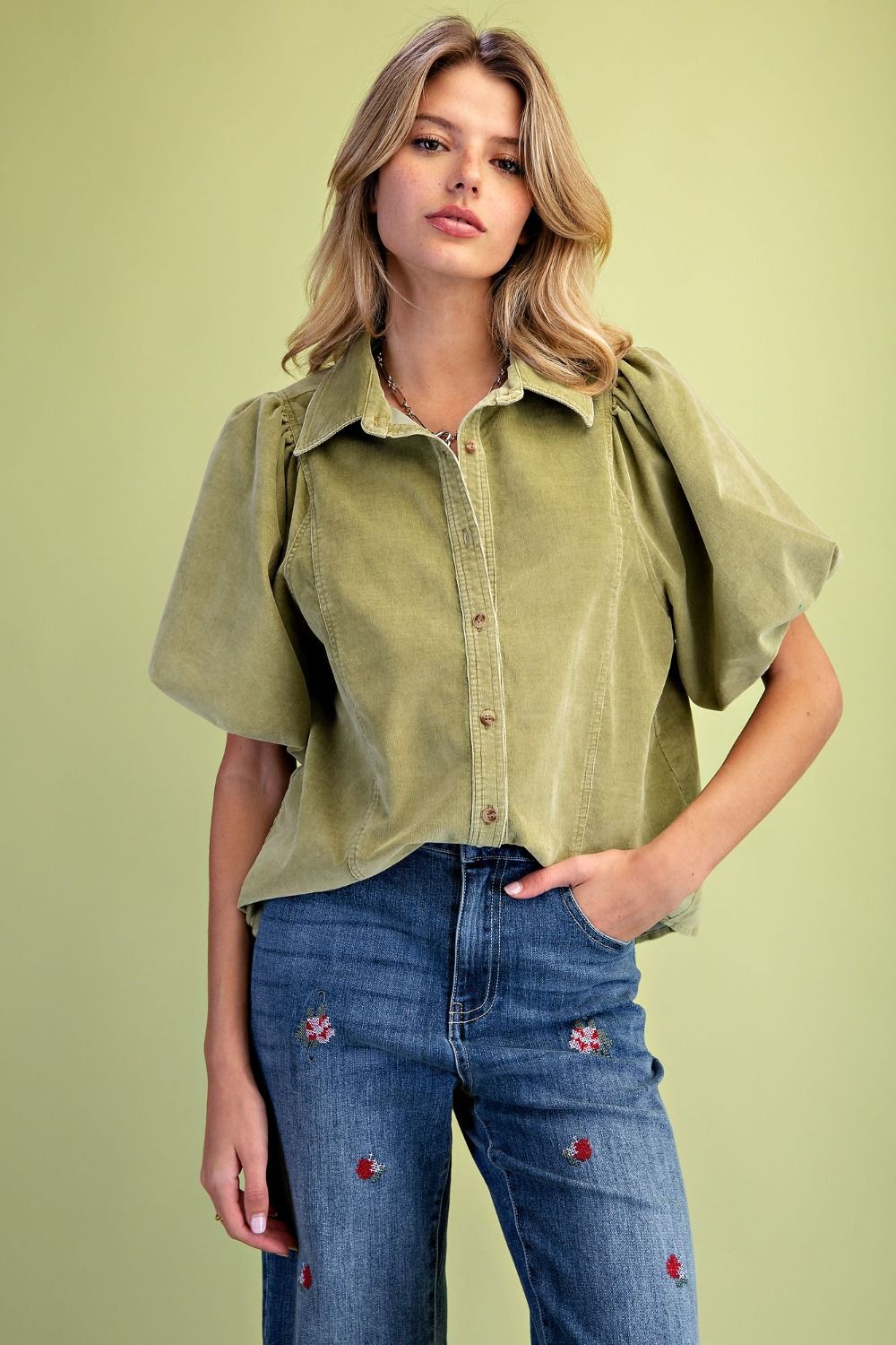 Green Tea corduroy Blouse