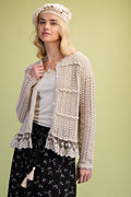 Natural Lace Bottom Knitted Cardigan