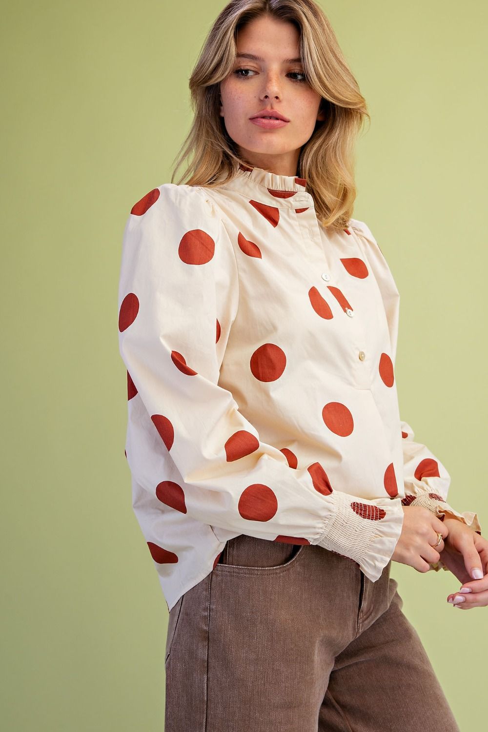 Cherry Wood Polka Dot Poplin Shirt