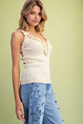 Oatmeal Ruffle Detail Cami Top