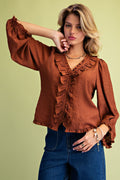 Brown Textured Blouse