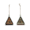 Glass A-Frame Cabin With Tree In Window Ornament