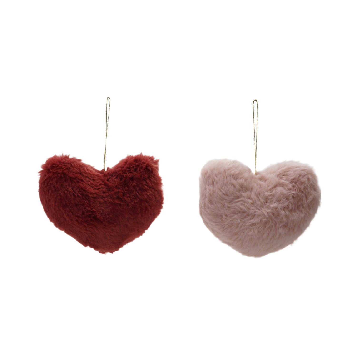 4-3/4"L x 4-3/4"W Faux Fur Heart Shaped Ornament, 2 Colors